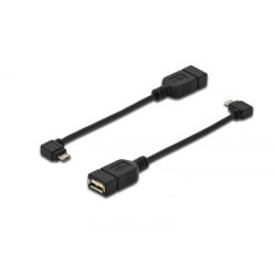 Cablu adaptor USB A mama-micro B 90° OTG 0.2m