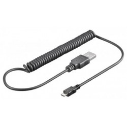 Cablu USB 2.0 A tata - Micro B spiralat negru 1m